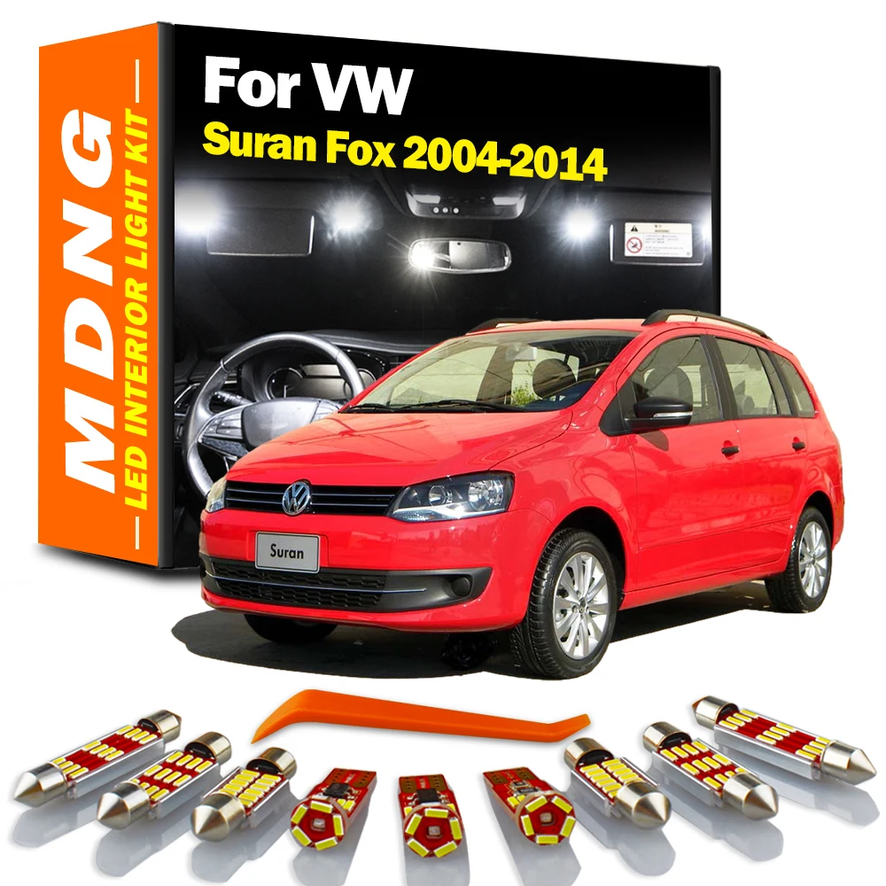 MDNG 12Pcs Canbus For Volkswagen VW Suran Fox 2004- 2009 2010 2011 2012 2013 2014 Car Trunk Bulb LED Interior Reading Light Kit