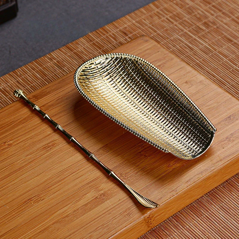 수제 차 합금 레트로 스타일 심플 내구성 차 삽, 산화 방지 쿵푸 차 세트 액세서리, 1 세트