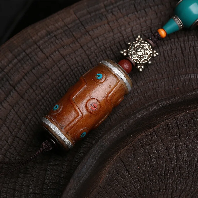108 Of Backflow Bone Bucket Buddha Beads Necklace Hanging Lalu Inlaid Nine-Eye Dzi Bead Pendant Material Adai A