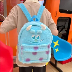 New cartoon Sullivan three-eyed monster strawberry bear large capacity plush backpack kawaii handbag student schoolbag