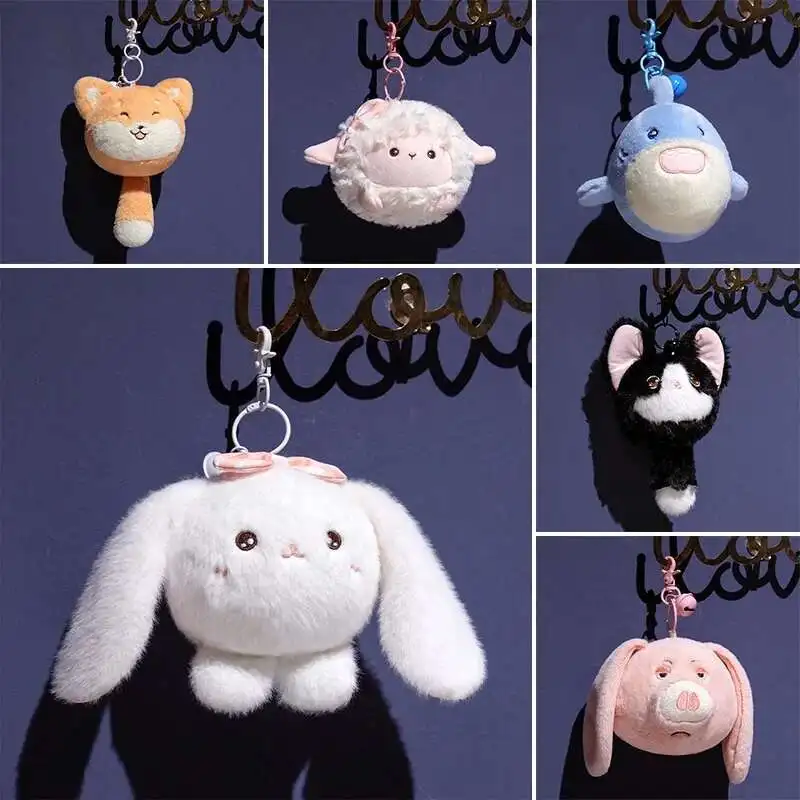 

12-25cm Cartoon Plush Animal Decompression Ball Pendant Rabbit,Lamb,Flying pig,Shark,Cat Plush Doll Keychain Relieve Stress Doll