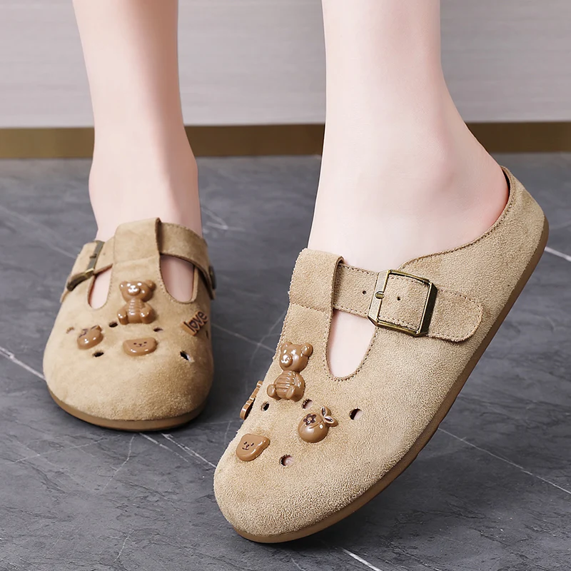

2025New Women Suede Clogs Slippers Soft Insole Sandals with Arch Support Shoes Outdoor Beach Suede Clogs Slippers Women Sandals