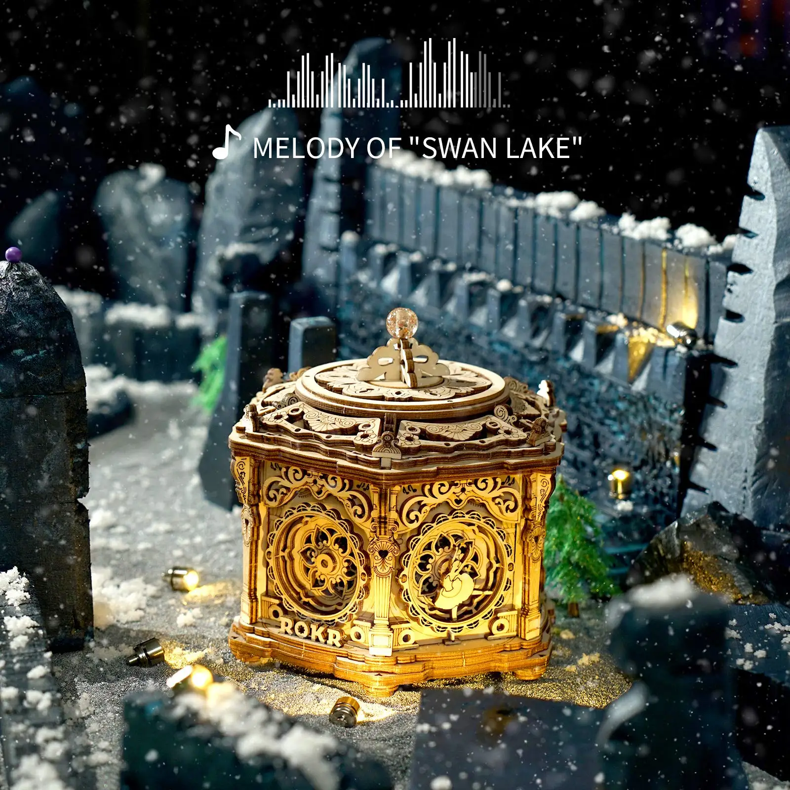 ROBOTIME 3D Houten Puzzels voor Volwassenen DIY Muziekdoos Model Kit om Zelf-Assemblage Building Kit Vliegtuig-Control Toren te bouwen