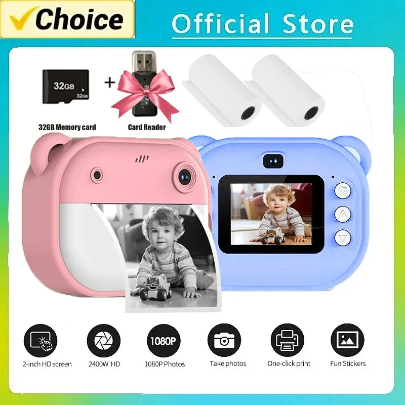 Children Digital Camera Instant Print for Kids Thermal Print Camera Instant Photo Printing Camera Video Toys