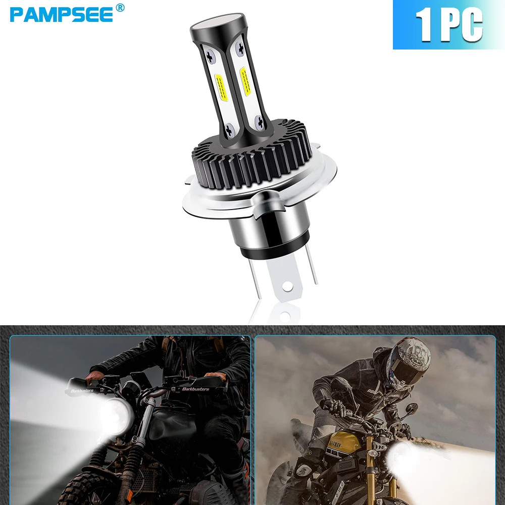 

1 шт. H4 светодиодная фара для мотоцикла, супер яркая, ближний свет, освещение для мотоцикла, 6000K 20000LM, фара для мотоцикла, светодиодная Bule T12