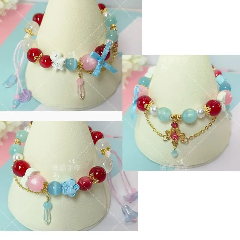 Honkai:Star Rail Cyrene Hyacine Castorice Aglaea Leather Crystal Beads Bracelet Handmade Elastic Rope Women Birthday Jewelry