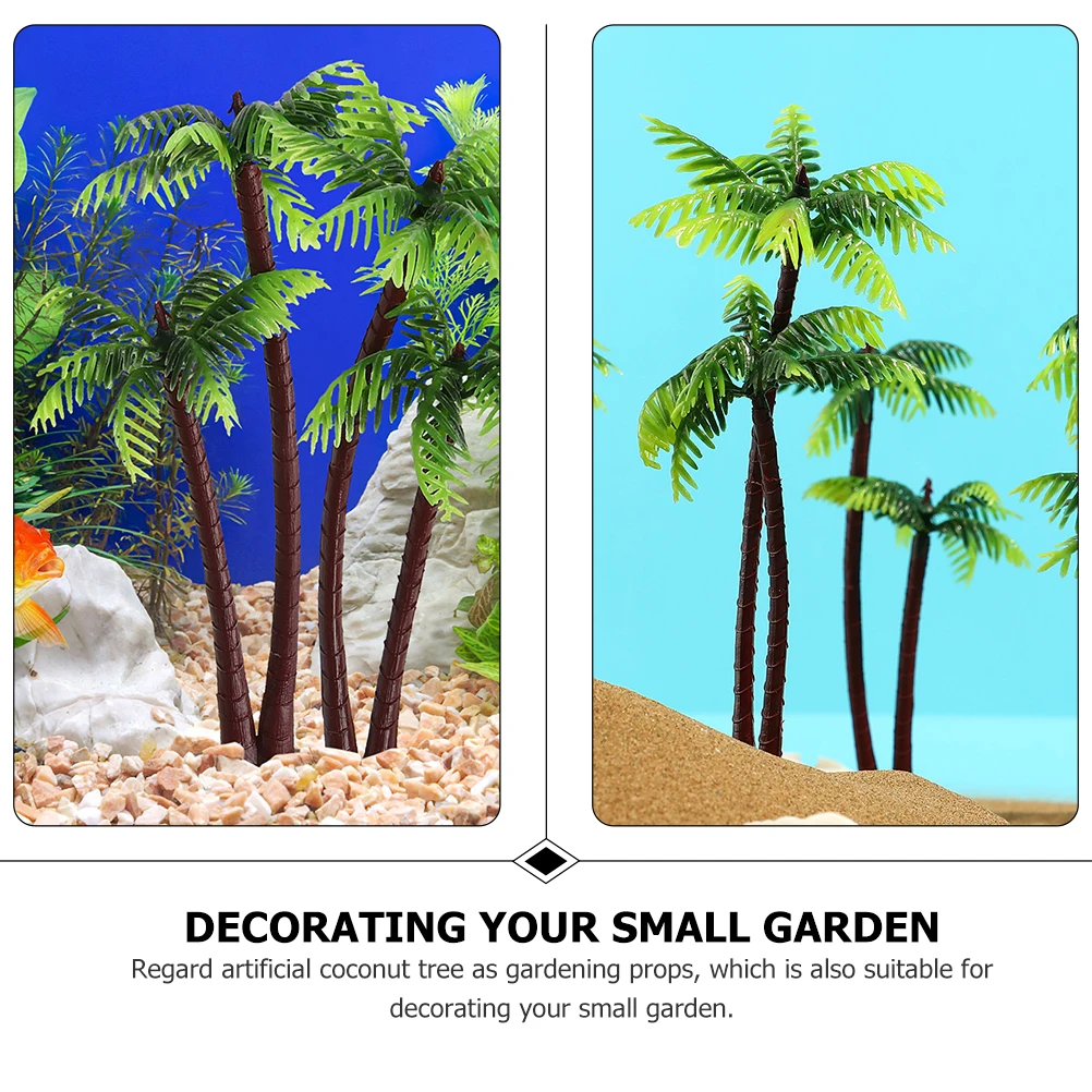 

20 Pcs Fish Tank Aquarium Simulated Coconut Tree Decoration Plants Aquatic Green