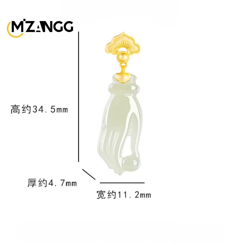 خمر Hetian الأبيض اليشم "جواهر النخيل" قلادة-S925 فضة مطعمة حجر اليشم الطبيعي للجنسين قلادة للرجال والنساء