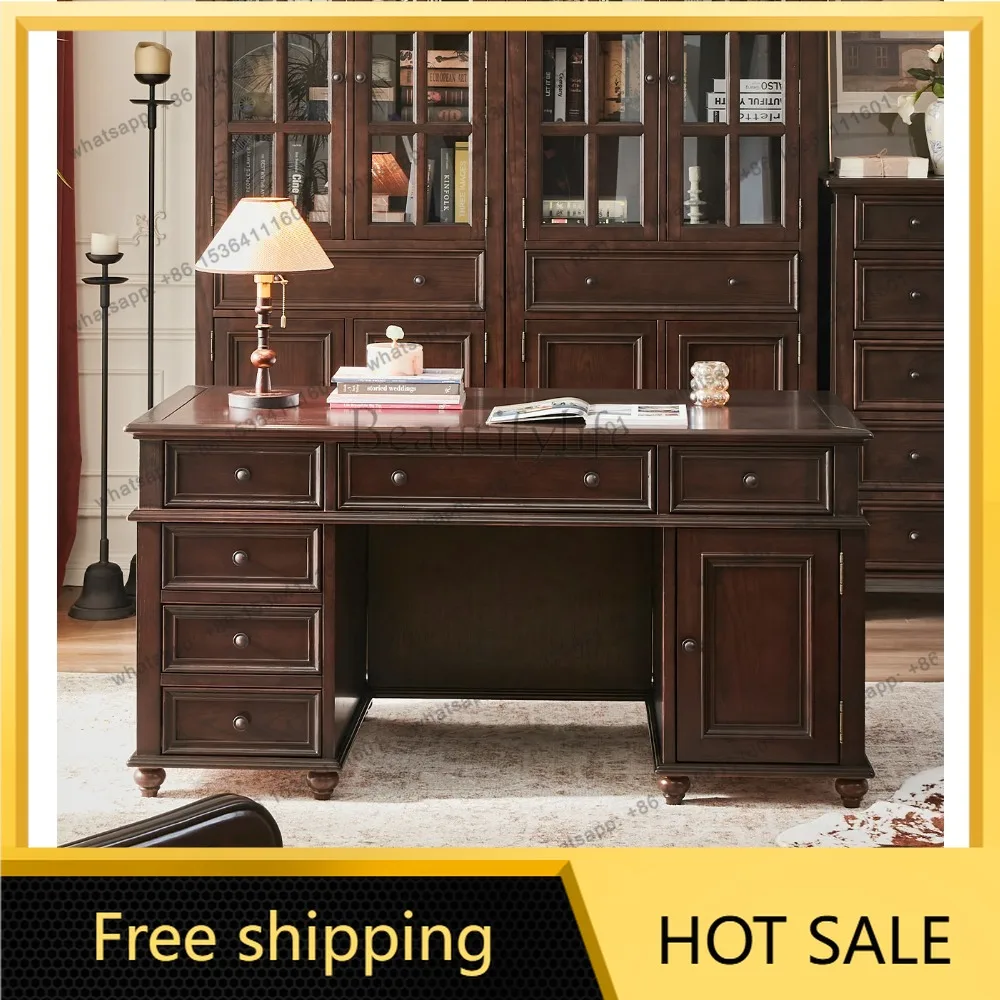 FG American-style solid wood desk and chair combination for vintage study desks