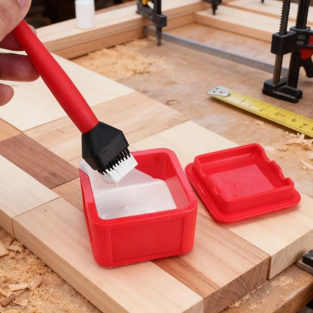 Silicone Glue Brush with Sealable Lid Multi-Purpose Woodworking Glue Applicator Easy To Clean Glue Storage Box Gluing Projects