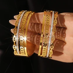 Trendy Stainless Steel Bracelet for Women Plated Gold Waterproof Luxury CZ Bangle Fashion Charm Jewelry Gift Wholesale