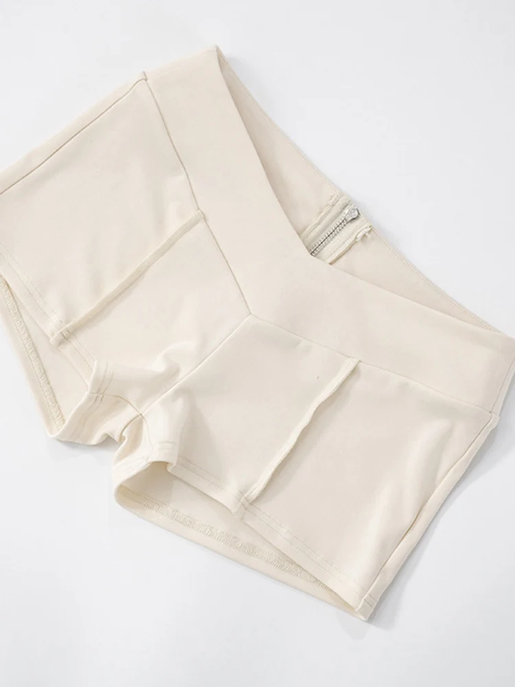 Beyprern Lässiger zweiteiliger Damen-Anzug, ärmelloses Korsett-Oberteil und Shorts mit Reißverschluss vorne, solide, tailliertes 2-teiliges Clubwear-Outfit