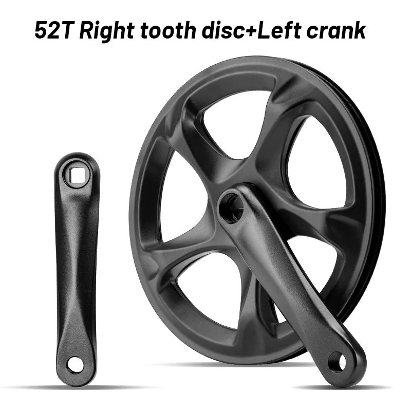 Fiets Crankstel 52T Enkel Kettingblad Fiets 152mm Crank Arm Set voor 6/7/8 Snelheden Stadsfiets, Fat Bike, E-Bike, Vouwfiets Accessoires