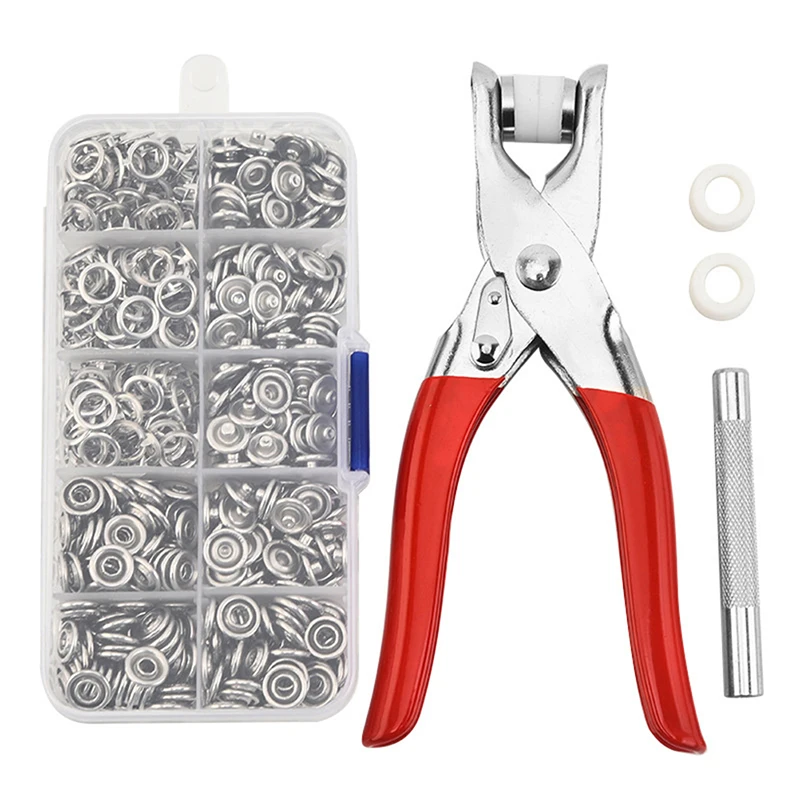 Metal Snap Buttons Rings with Fastener Pliers Press Tool Kit for Clothing Sewing