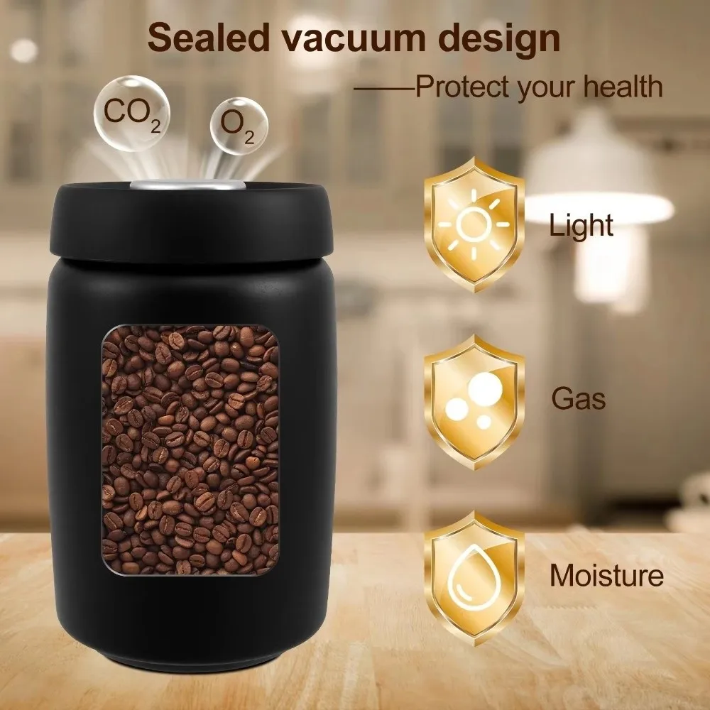 Stainless Steel Coffee Beans Vacuum Sealed Jug 400 800 1200ml Large Capacity Coffee Vacuum Canister Keep Fresh