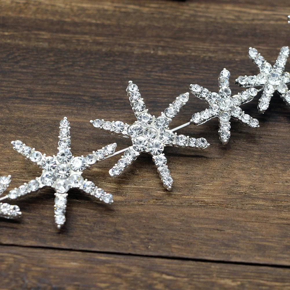 

Bridal Headband Headdress Headpiece Rhinestone Hair Accessories Star with Ribbon Wedding