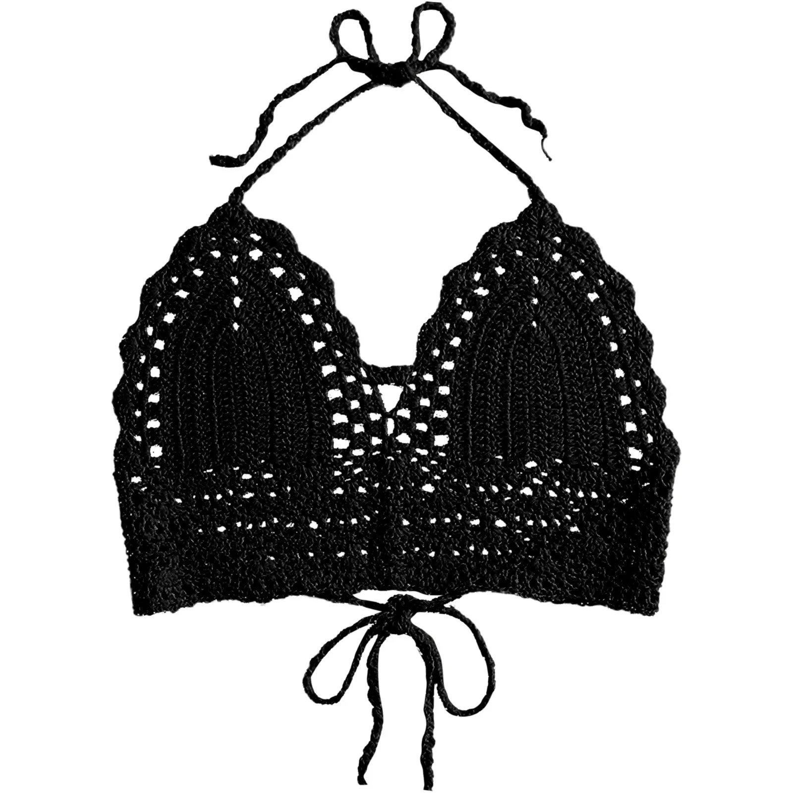 Beach Camisoles Bikini Bralette Halter Cami Knitted Bra Backless Beachwear Tank Top New Sexy Bikini Crop Top Women Crochet Boho