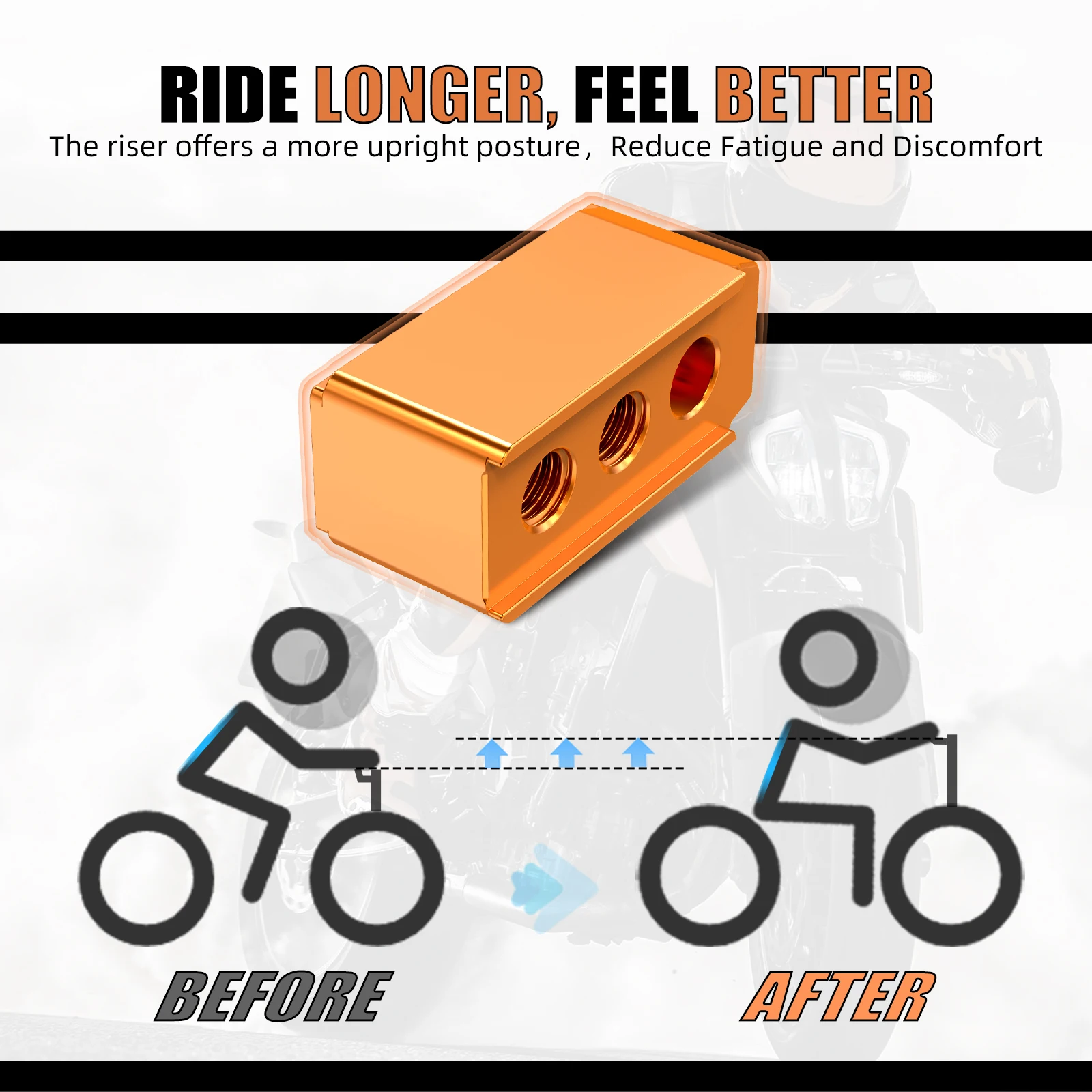 For KTM 250 Adventure/390 Adventure 2020-2024 NICECNC Motorcycle 1" Rise Aluminum Handlebar Risers 25mm Rise Bar Riser Blocks - Image 3