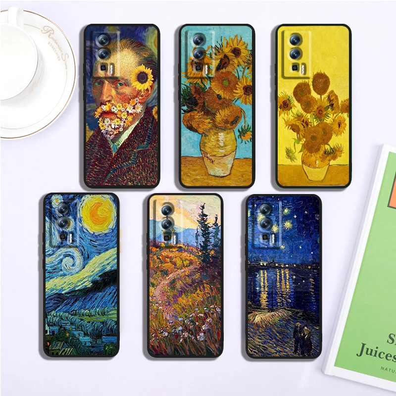 

Van Gogh Art Painting For Xiaomi Redmi 9A 9C 9AT 10C 9 9T 10 12C 13C 8 12 K60 A1 K50 K40 5G Black Cover Phone Case