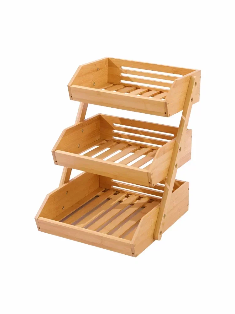 

Multi-Function Kitchen Multilayer Desktop Storage Shelf Bamboo Bread Basket Fruits and Vegetable Rack