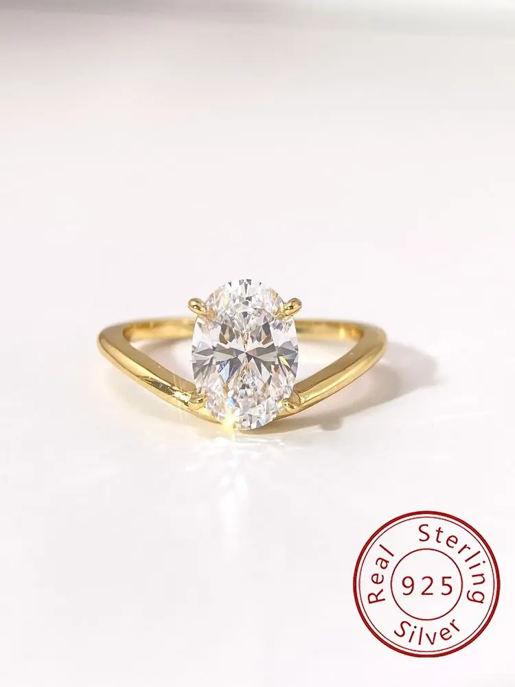 

925 Sterling Silver Fashion Wave Oval Zircon Ring For Women Engagement Wedding Anniversary High Quality Minimalism Fine Jewelry