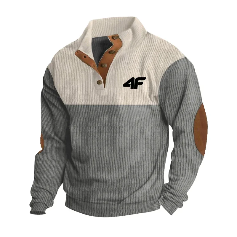 4F الرجال عارضة طويلة الأكمام البلوز الوقوف طوق زر البلوز في الهواء الطلق الشارع الشهير لخريف جديد #1