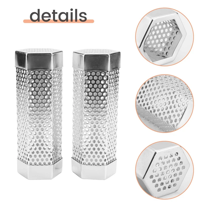 Aço inoxidável Pellet Smoker Tube, Acessório de Churrasco para Grelhadores a Carvão, Grill, 6 ", 2 Pcs