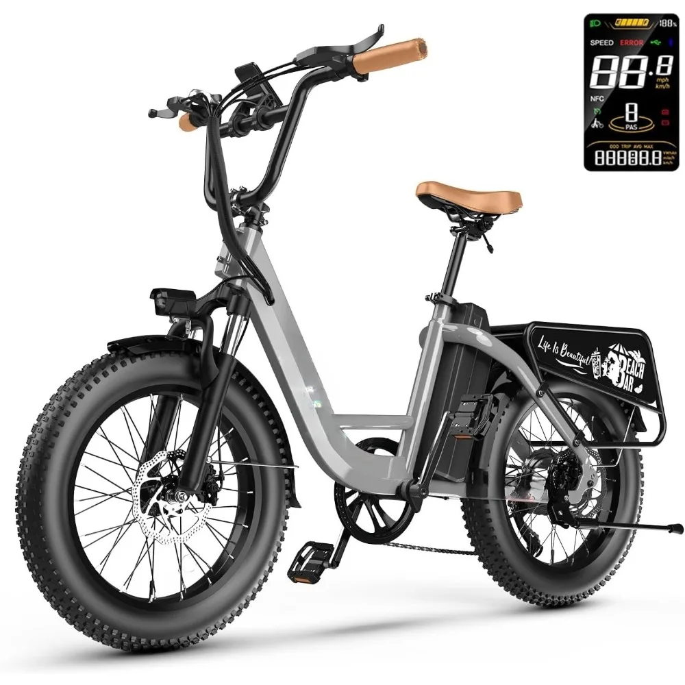 Bicicleta eléctrica para adultos con motor máximo de 1500 W, bicicleta eléctrica rápida con batería extraíble de 48 V y 20 Ah, máximo 70 millas y 30 MPH, neumático ancho de 20 "x 4,0