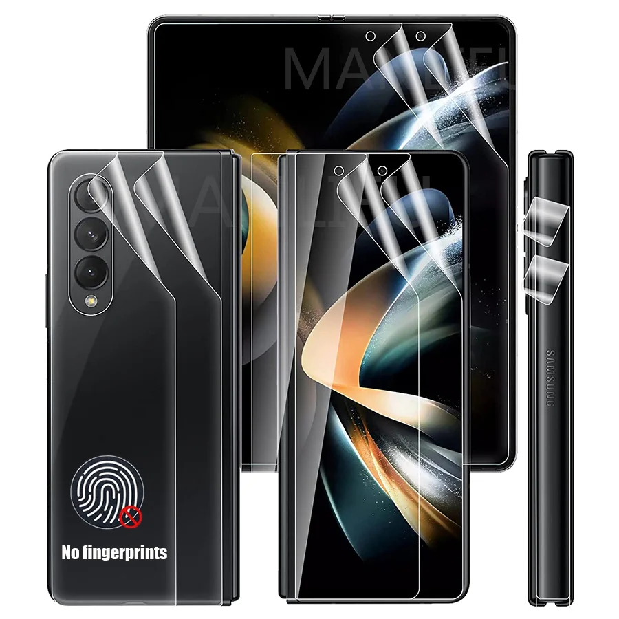 4in1 Matte Hydrogel-Folie für Samsung Galaxy Z Fold3 4 5G, hintere vordere interne Displayschutzfolien für Samsung ZFold4 3, kein Glas