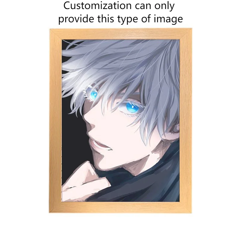 Imagem -03 - Figura Anime Personalizado Led Night Light Decoração da Pintura Photo Frame Decoração da Sala de Mesa Jujutsu Kaisen Satoru Gojo