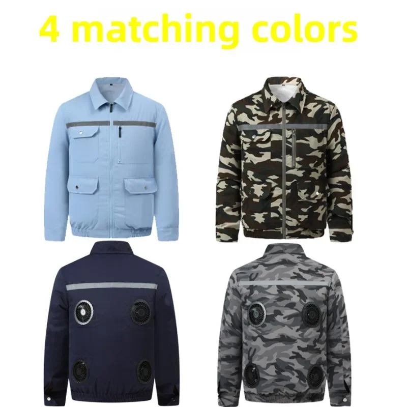 

COMXZ Mens Long Sleeve Air Conditioner Jacket 4 Fan Cooling Work Wear for Electrician Fishing Outdoor Sun Protection Summer