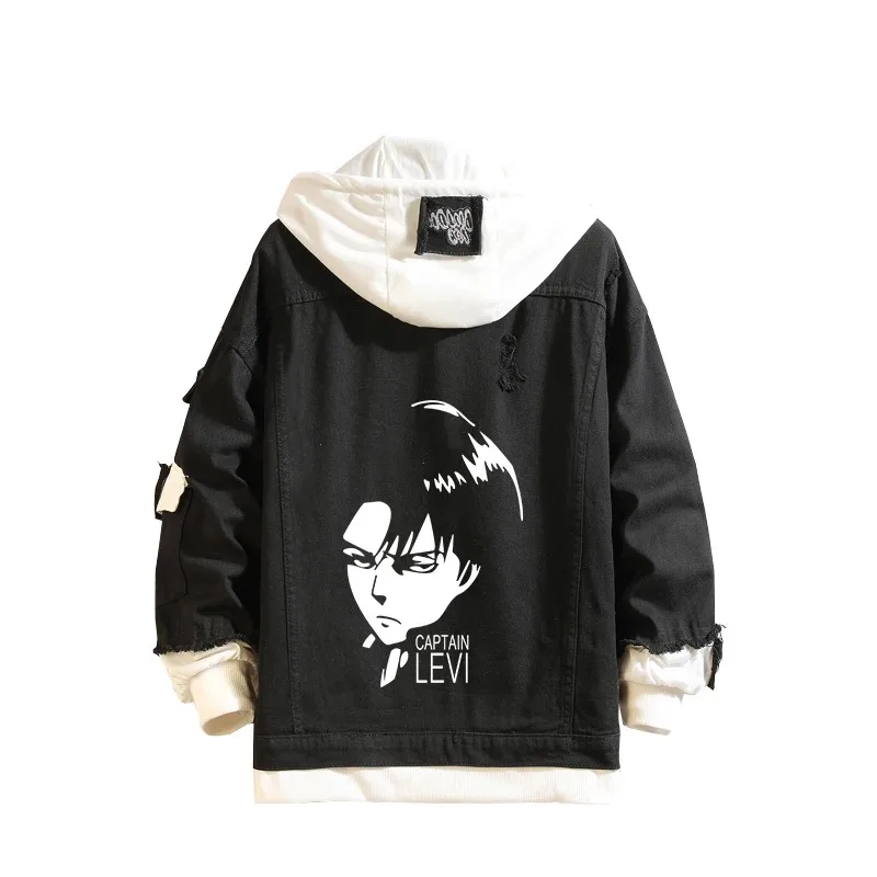 aa692021 Hoodie Attack on Titan Denim Jacket Scout Regiment Mikasa Ackerman Rival Cosplay Jeans Coats Eren Jager Hooded Jackets