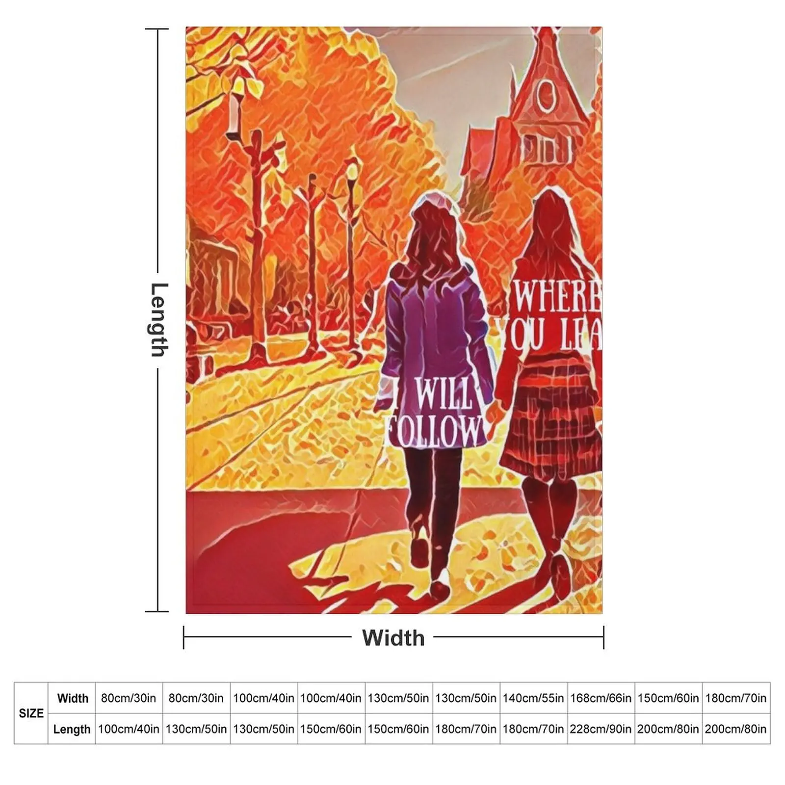 Where You Lead I Will Follow - The Girls Walking in Autumn - Gilmore Throw Blanket