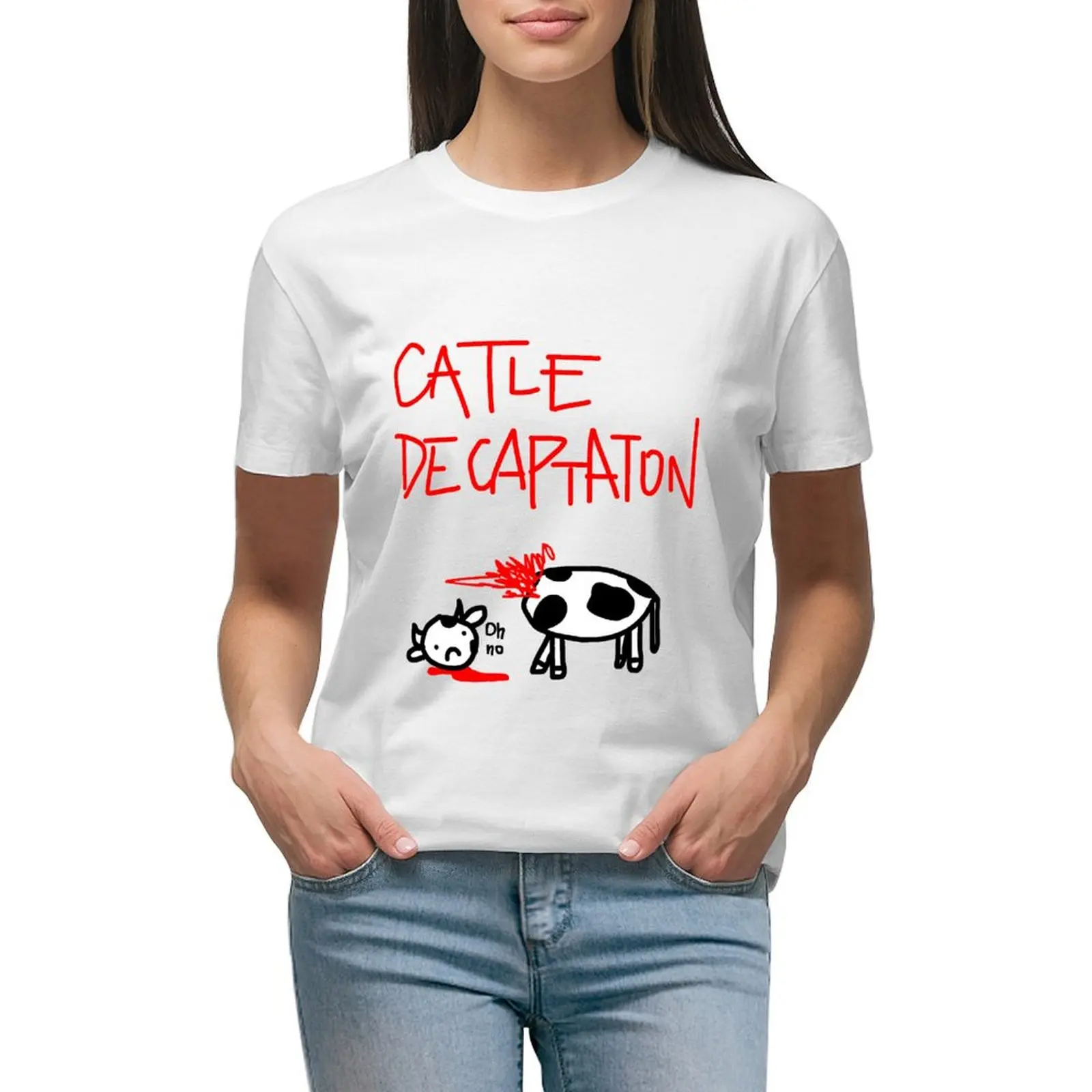 

Catle Decaptaton T-shirt graphics Blouse Woman clothes