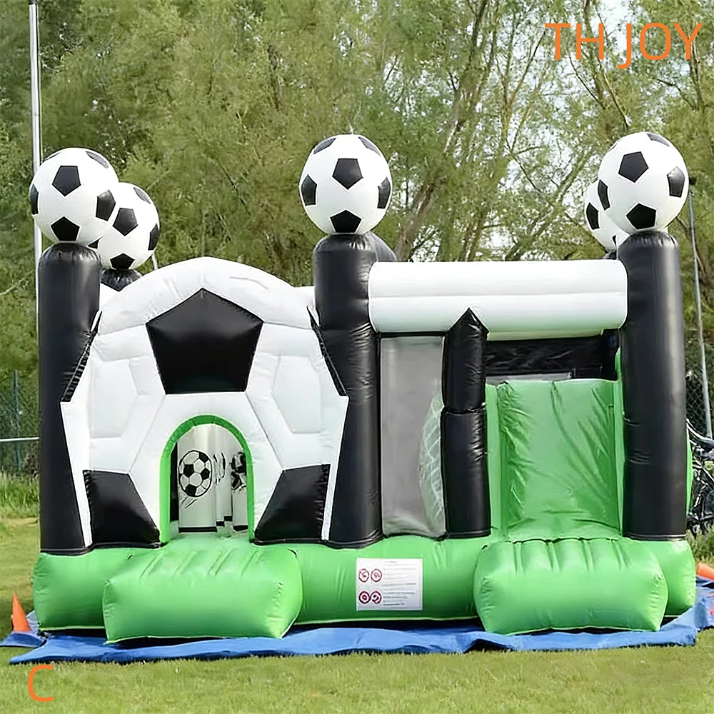 kids Soccer Inflatable Bouncy Castle with Slide football inflatable Jumping house Party Soccer Bouncer House