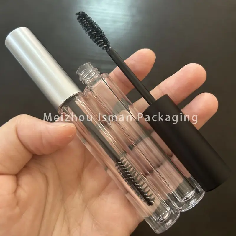 

50Pcs Refillable Sliver Eyelash Cream Container 5ml Cosmetic Bottle for Eyebrow Growth Serum Oil Empty Black Mascara Tube