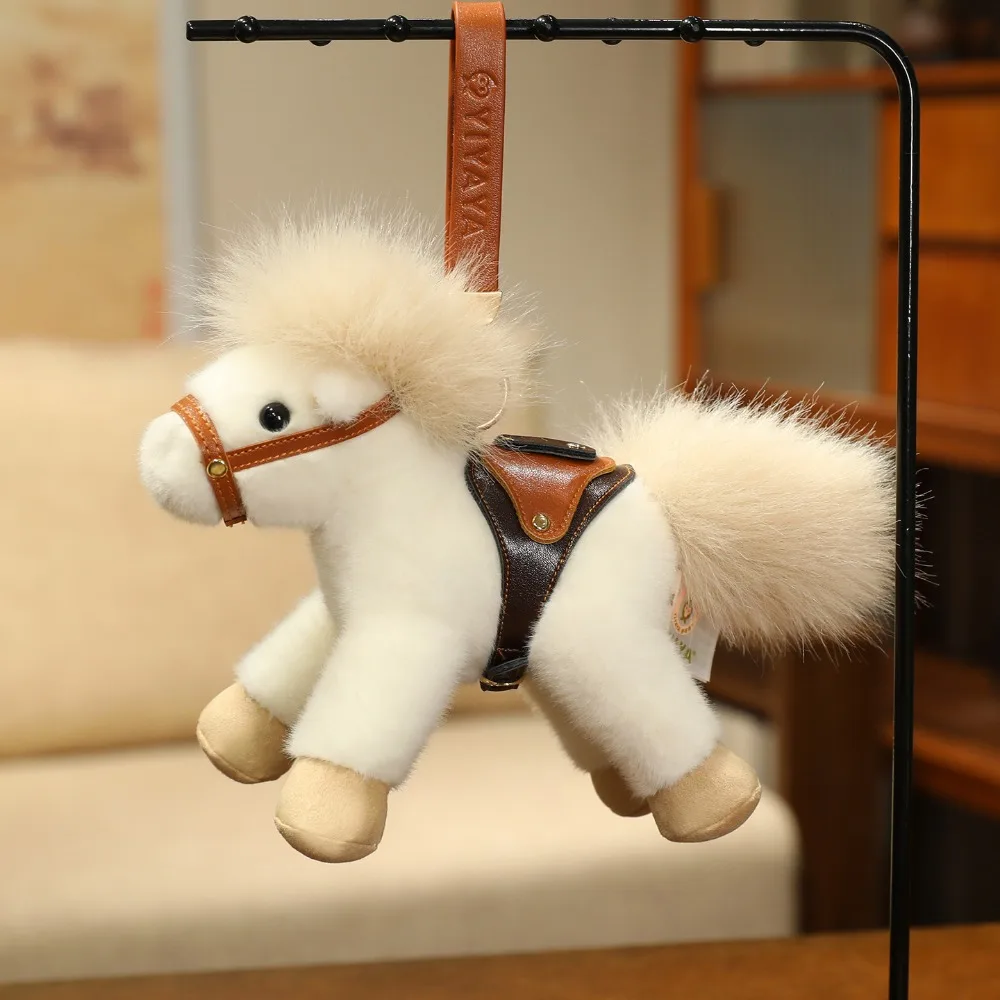 

Children Cartoon Horse Stuffed Keychain Stuffed Keyring Pony Pendant Cute Soft Simulation Horse Keychain Christmas Gift