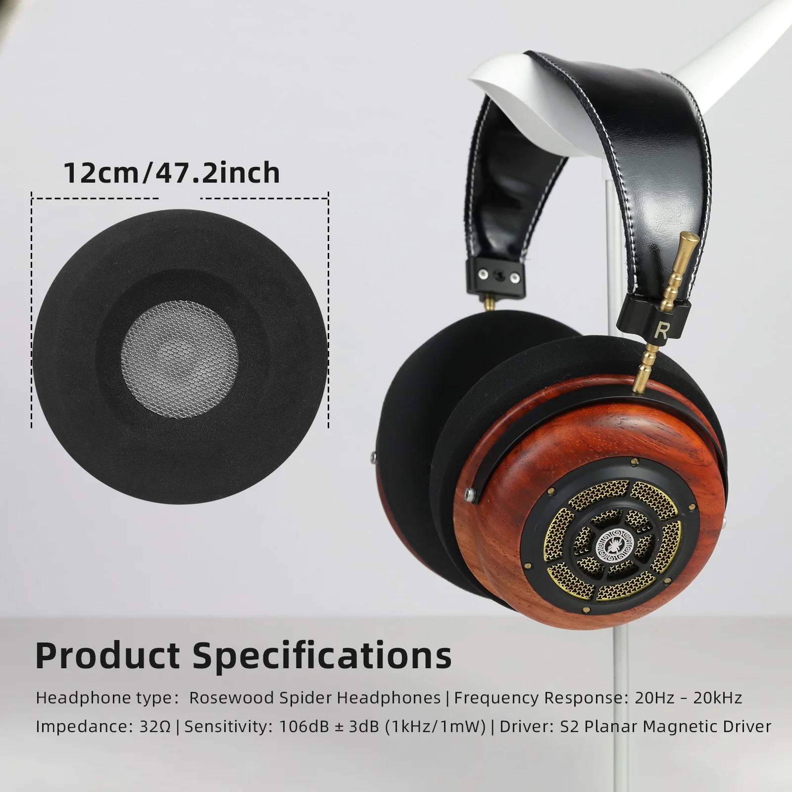 OKCSC 레트로 우든 헤드폰 클로즈드 로즈우드 이어폰 S2 플래너 스피커 드라이버 듀얼 3.5 브레이디드 헤드폰 업그레이드 케이블