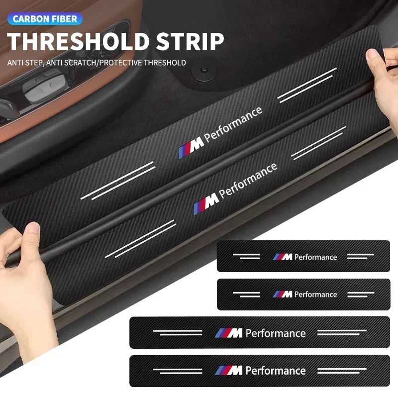 

4Pcs/set Carbon Fiber Car Door Sill Threshold Protector Logo Stickers For BMW M Sport M1 M3 M4 M5 M6 E90 F30 F10 E87 X3 X4 X5 X6