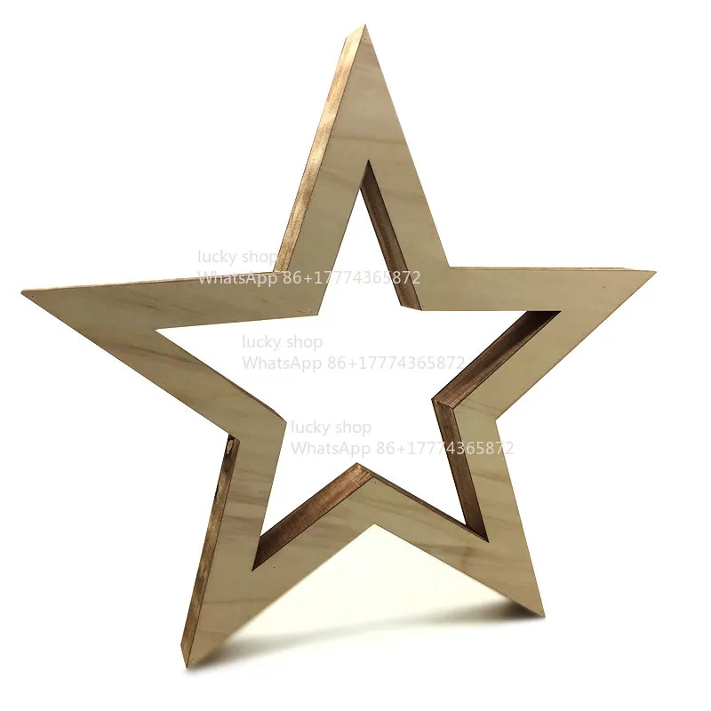 Pentagram Wooden Christmas LED Lighting Ornament Style Ornament Battery Driven