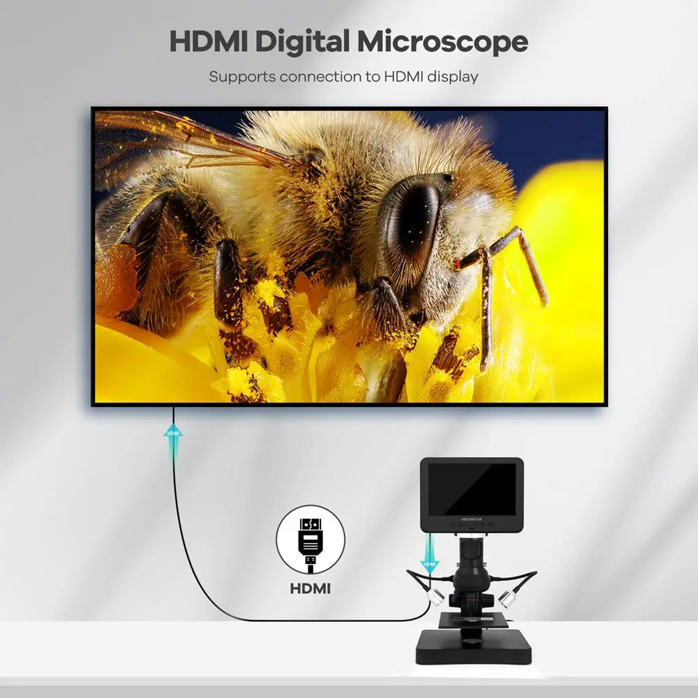 Kit Microscópio Andonstar Biológico, 4000X, AD246SP, solda, telefone, relógio de reparação, 7"