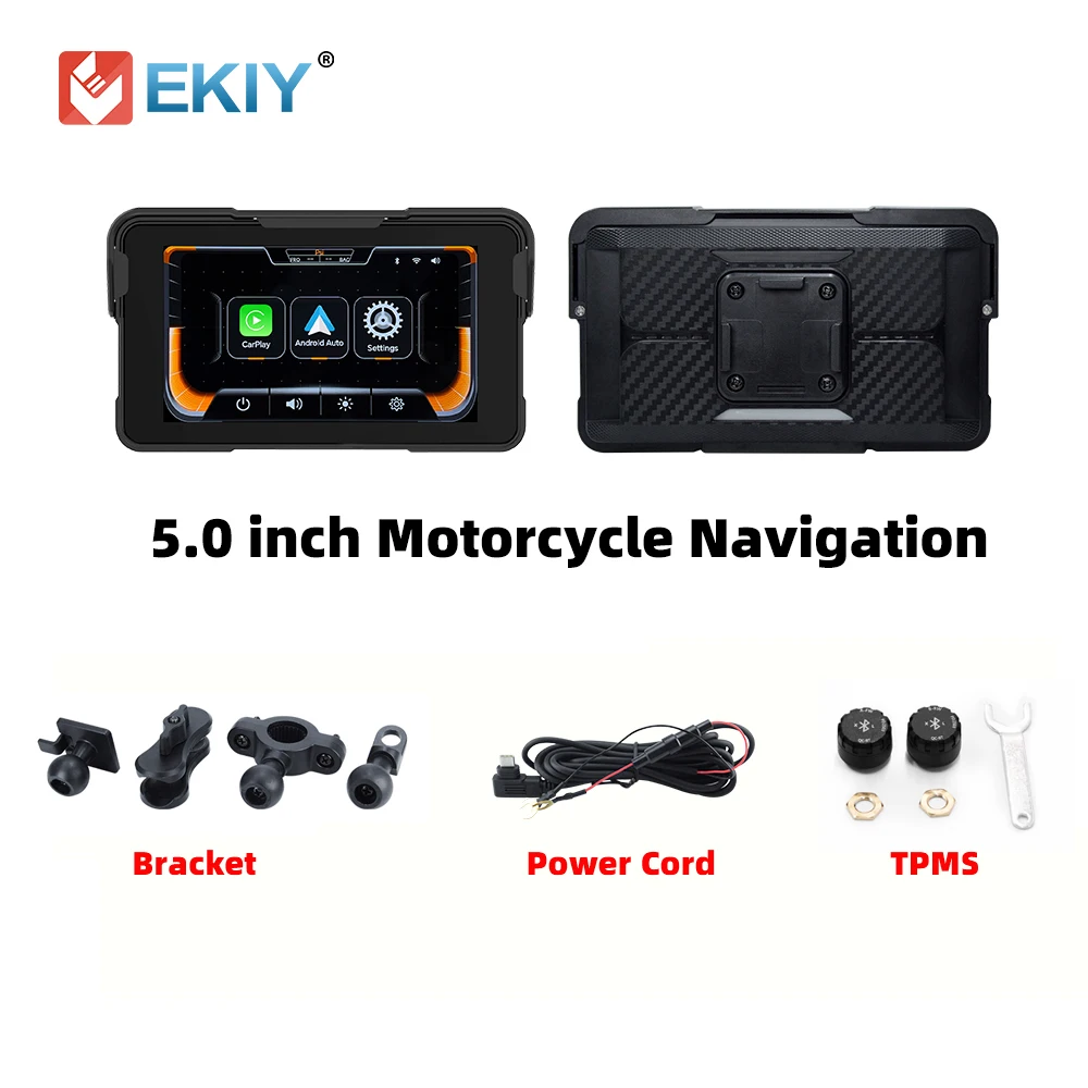 EKIY 5,0 inch draadloze CarPlay Moto Android Auto draagbare digitale motorfiets dashboard GPS motorfiets navigatie scherm