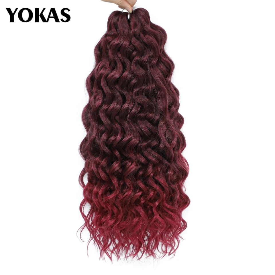 Crochet Hair Extension Ocean Wave Synthetic Red Purple Blue Blonde White Pink Ombre Long Braiding Soft Locks Natural Braid YOKAS