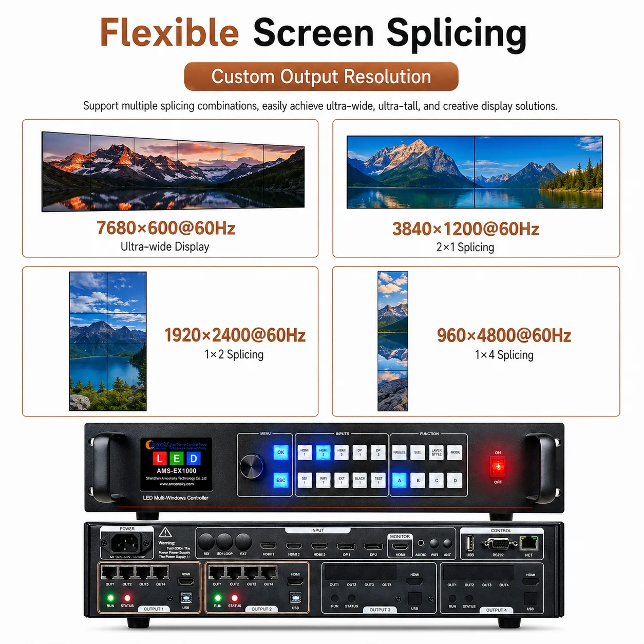 EX1000 LED Video Controller Similar to Novastar VX400 VX600 VX1000 All in One LED Wall Display Processor for Stage Rental Events