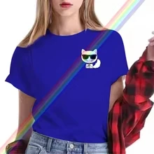 

Family Look Luxury Brand Cat Tshirt Female Summer Casual T-Shirts for Women's Girls Streetwear Short Sleeve Tee Shirt