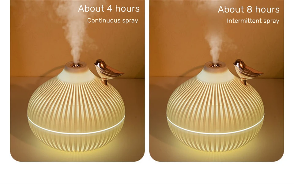 300ml USB Air Humidifier Mini Water Aroma Diffuser with Warm LED Night Light for Home Room Ultrasonic Cool Mist Humidificador