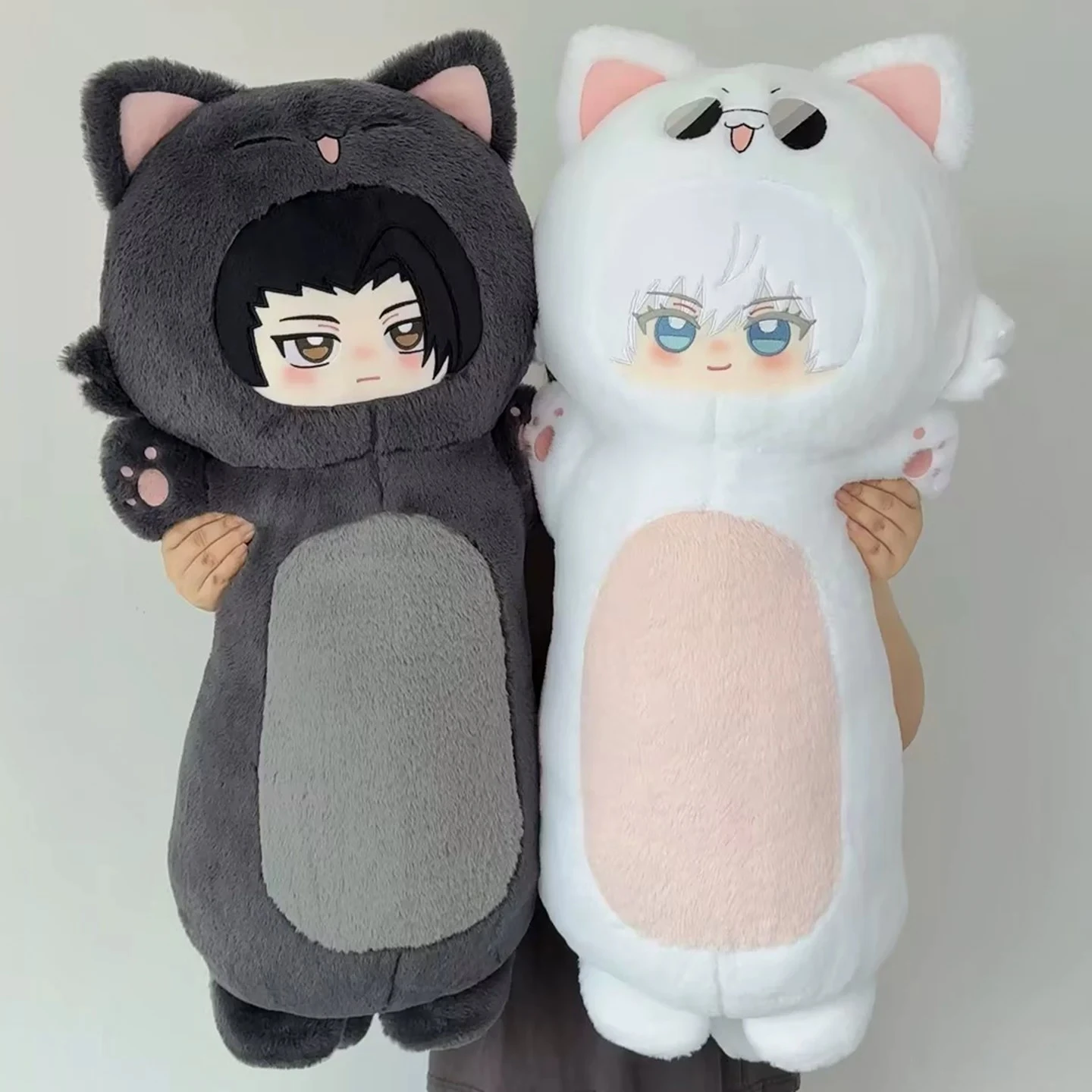 Soft Fluffy Jujutsu Kaisen Cat Ear Long Plush Pillow Cute Anime Stuffed Cushion For Bed Sofa Nap Relax Companion Gift