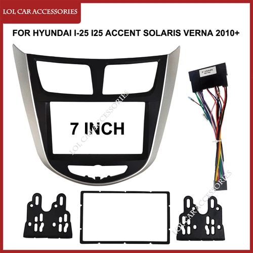 7 pulgadas para HYUNDAI I-25 I25 Accent Solaris Verna 2010 Radio de coche reproductor MP5 Android unidad principal 2Din estéreo Fascia Panel marco de tablero