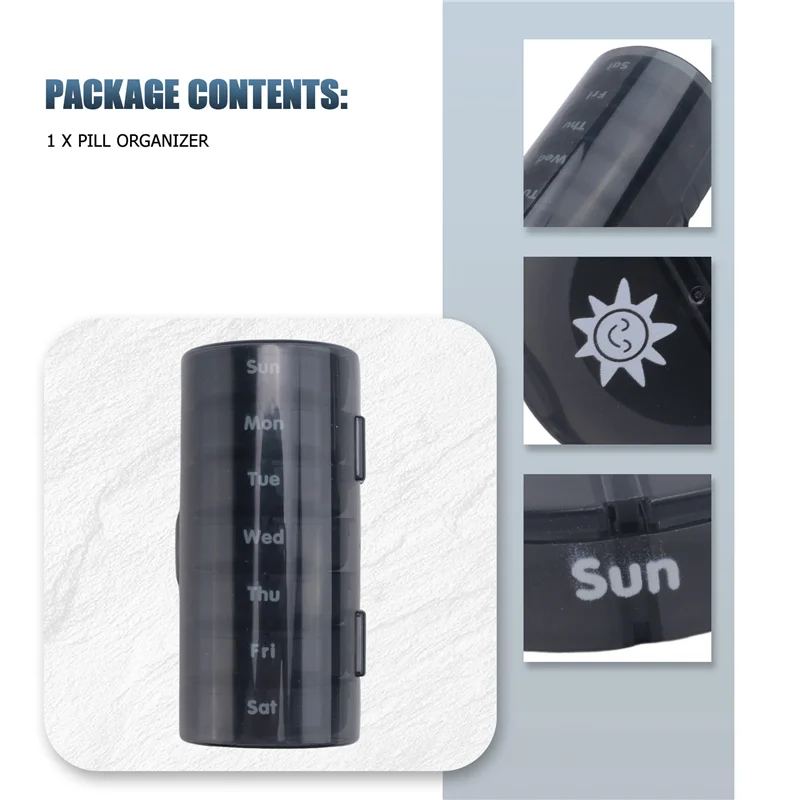 AD23-منظم حبوب الدواء اليومي (يوم مرتين) - صندوق حبوب أسبوعي AM/PM، منظم دواء دائري، حاوية حبوب منع الحمل لمدة 7 أيام