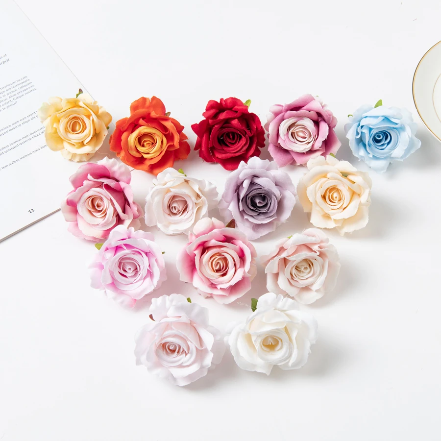 

100Pcs Silk Rose Artificial Flower Hot sale Christmas Wedding Bridal Bouquet Home Outdoor Garden Diy gift box Scrapbook Material